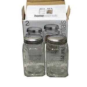 Home Essentials Salt & Pepper Shaker Set Glass, Large & Chunky